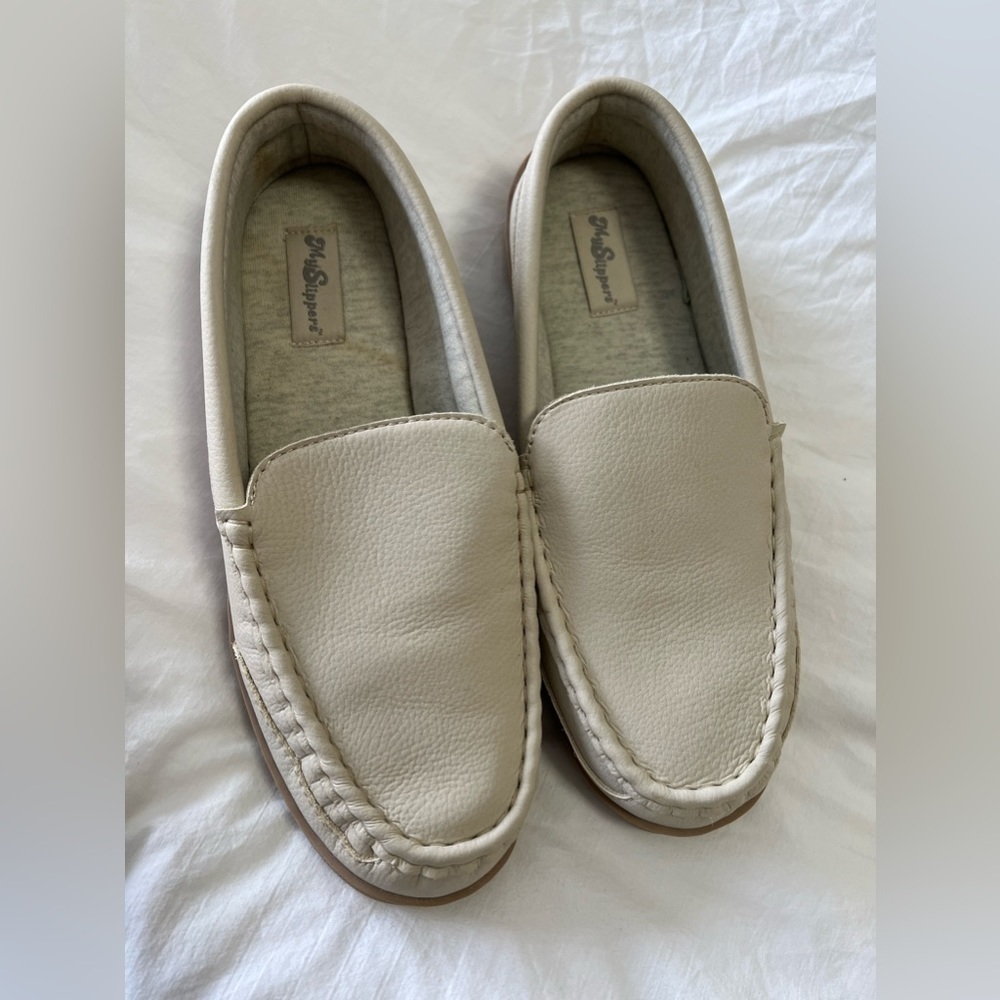 My Pillow My Slippers | Bone/Off White | Leather Comfort Loafers | Women’s SZ 10